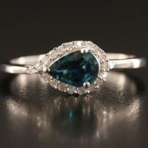 10K Sapphire and Diamond Ring
